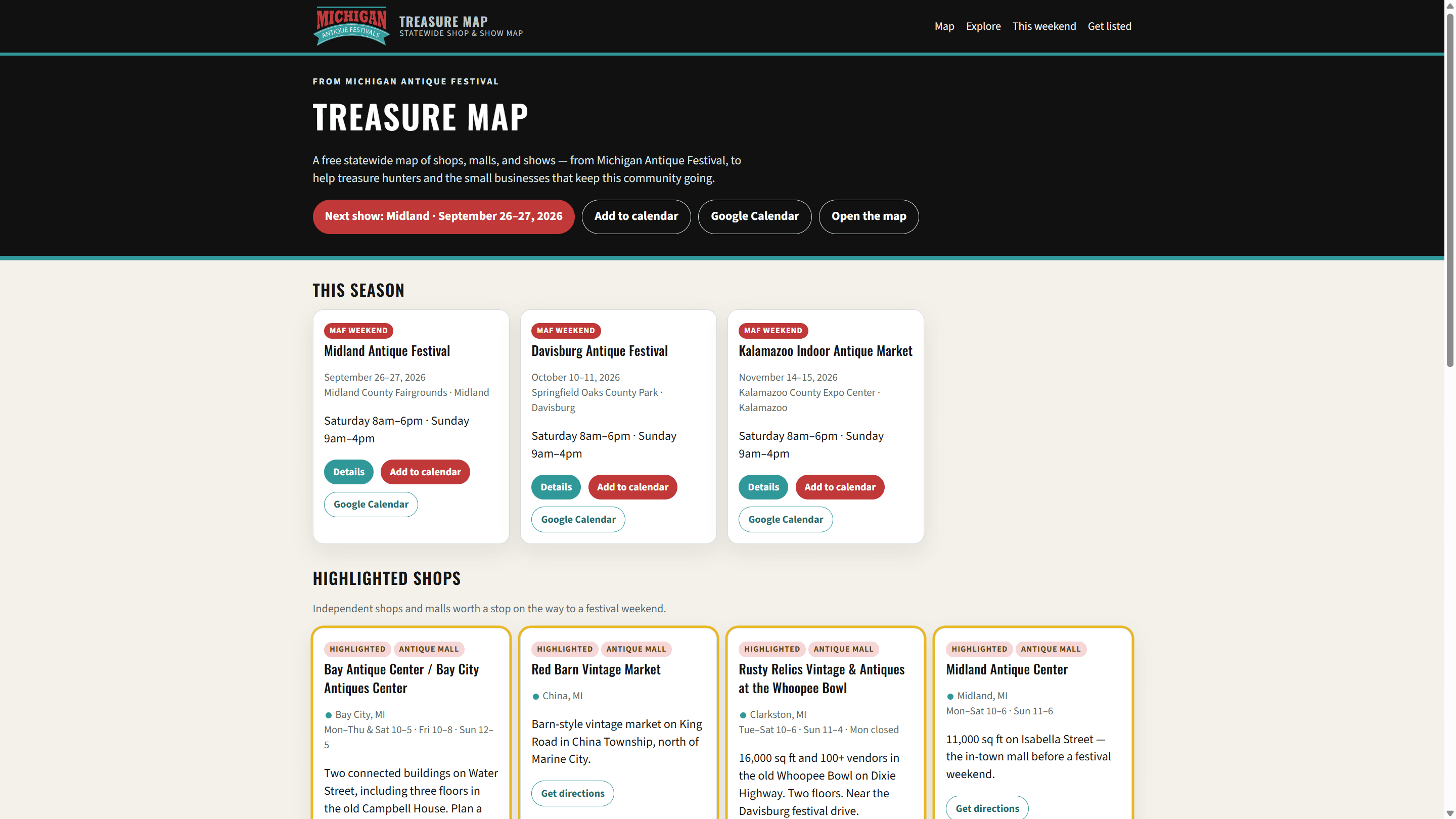 Festival Treasure Map at map.miantiquefestival.com
